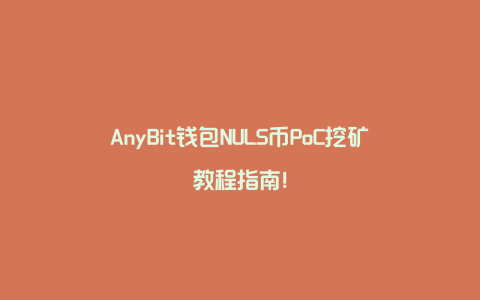 AnyBit钱包NULS币PoC挖矿教程指南！