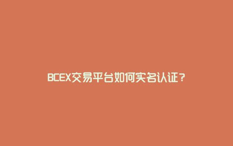 BCEX交易平台如何实名认证？