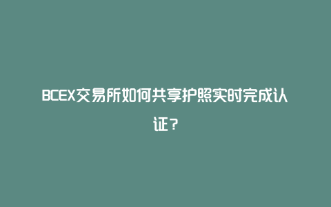 BCEX交易所如何共享护照实时完成认证？