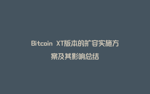 Bitcoin XT版本的扩容实施方案及其影响总结