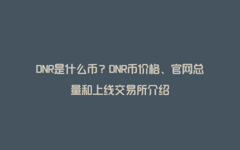 DNR是什么币？DNR币价格、官网总量和上线交易所介绍