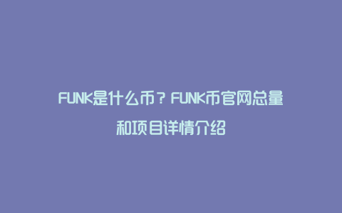 FUNK是什么币？FUNK币官网总量和项目详情介绍