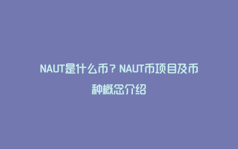 NAUT是什么币？NAUT币项目及币种概念介绍