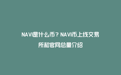 NAVI是什么币？NAVI币上线交易所和官网总量介绍