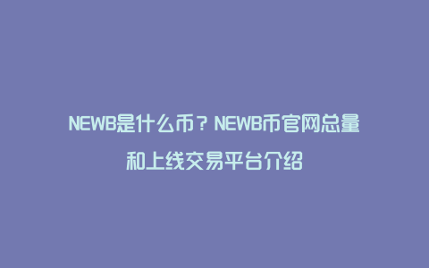 NEWB是什么币？NEWB币官网总量和上线交易平台介绍