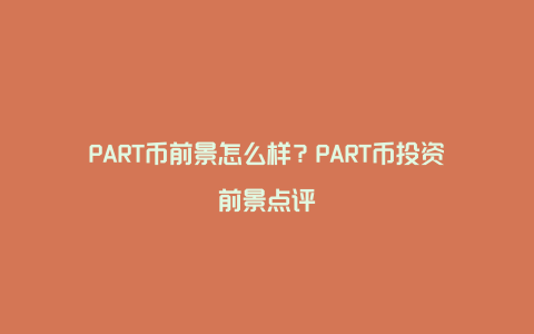 PART币前景怎么样？PART币投资前景点评