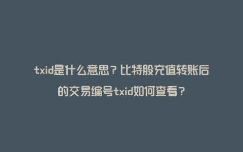 txid是什么意思？比特股充值转账后的交易编号txid如何查看？