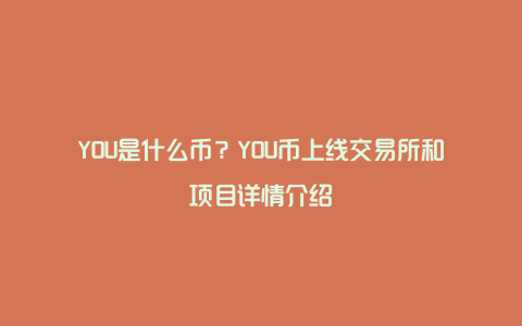 YOU是什么币？YOU币上线交易所和项目详情介绍