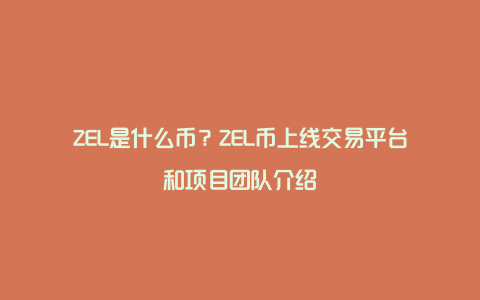 ZEL是什么币？ZEL币上线交易平台和项目团队介绍