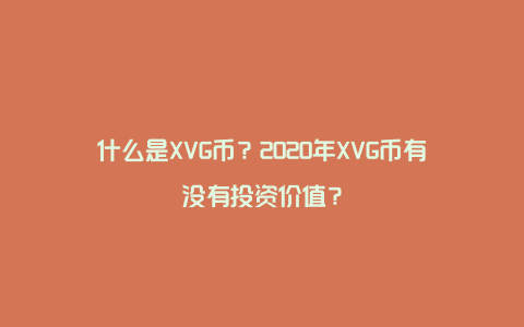 什么是XVG币？2020年XVG币有没有投资价值？