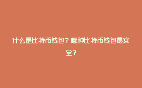 什么是比特币钱包？哪种比特币钱包最安全？