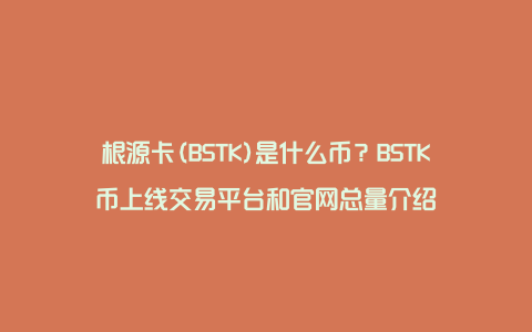 根源卡(BSTK)是什么币？BSTK币上线交易平台和官网总量介绍