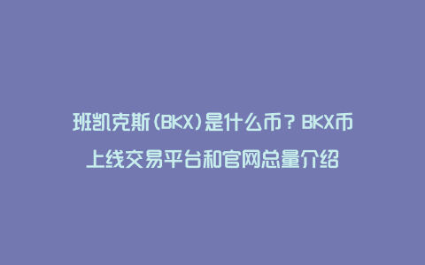 班凯克斯(BKX)是什么币？BKX币上线交易平台和官网总量介绍