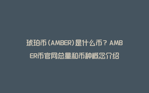 琥珀币(AMBER)是什么币？AMBER币官网总量和币种概念介绍