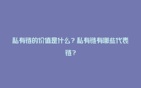 私有链的价值是什么？私有链有哪些代表链？