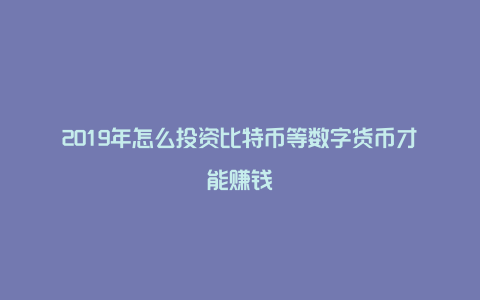 2019年怎么投资比特币等数字货币才能赚钱