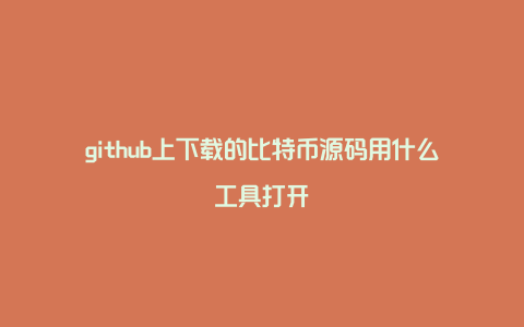 github上下载的比特币源码用什么工具打开