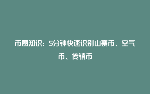 币圈知识：5分钟快速识别山寨币、空气币、传销币