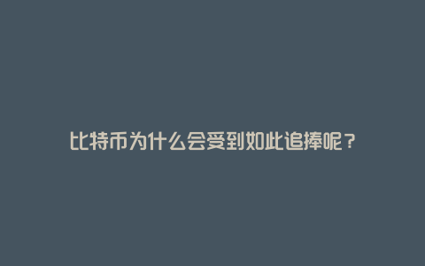 比特币为什么会受到如此追捧呢？