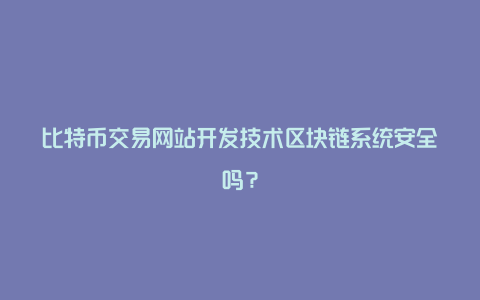 比特币交易网站开发技术区块链系统安全吗？