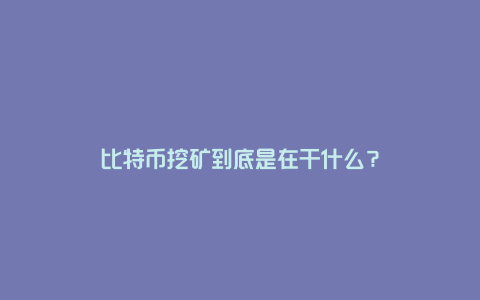 比特币挖矿到底是在干什么？