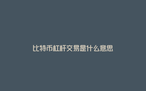 比特币杠杆交易是什么意思