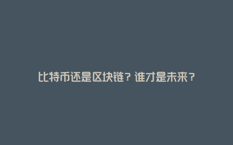 比特币还是区块链？谁才是未来？