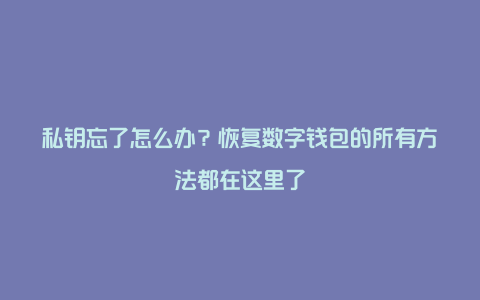 私钥忘了怎么办？恢复数字钱包的所有方法都在这里了