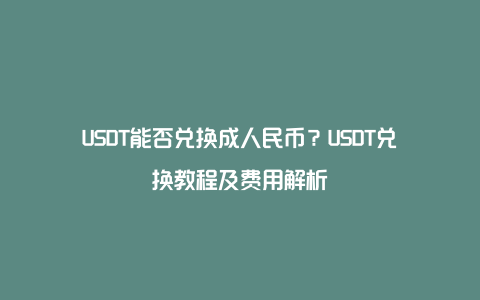 USDT能否兑换成人民币？USDT兑换教程及费用解析