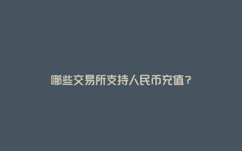 哪些交易所支持人民币充值？