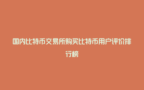 国内比特币交易所购买比特币用户评价排行榜