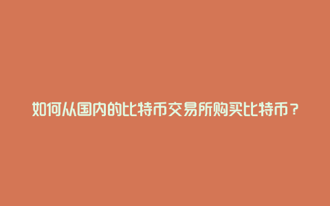 如何从国内的比特币交易所购买比特币？