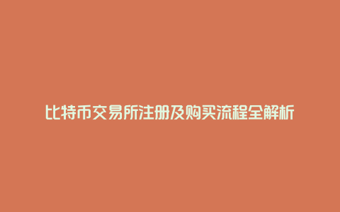 比特币交易所注册及购买流程全解析