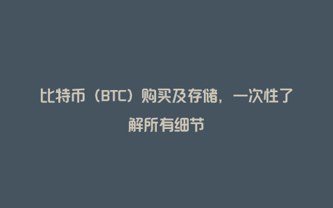 比特币（BTC）购买及存储，一次性了解所有细节