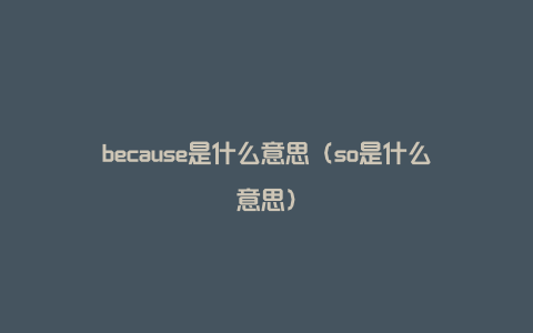 because是什么意思（so是什么意思）