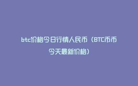 btc价格今日行情人民币（BTC币币今天最新价格）