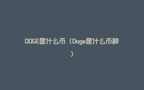 DOGE是什么币（Doge是什么币种）