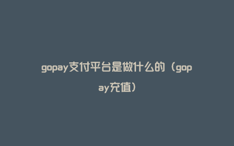 gopay支付平台是做什么的（gopay充值）