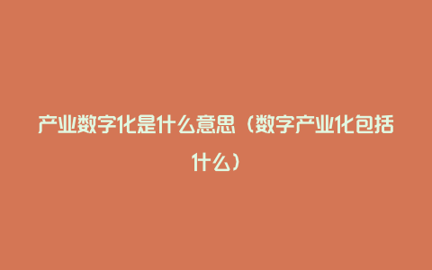 产业数字化是什么意思（数字产业化包括什么）