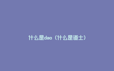 什么是dao（什么是道士）