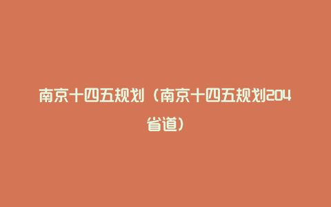 南京十四五规划（南京十四五规划204省道）