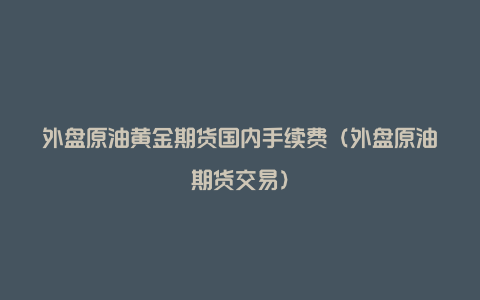 外盘原油黄金期货国内手续费（外盘原油期货交易）