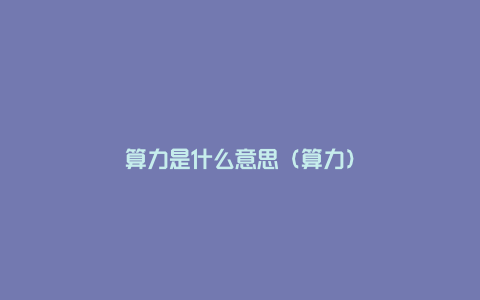 算力是什么意思（算力）