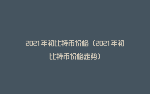 2021年初比特币价格（2021年初比特币价格走势）