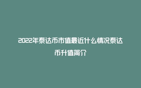 2022年泰达币市值最近什么情况泰达币升值简介