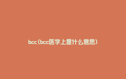 bcc(bcc医学上是什么意思)