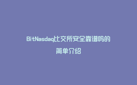 BitNasdaq比交所安全靠谱吗的简单介绍