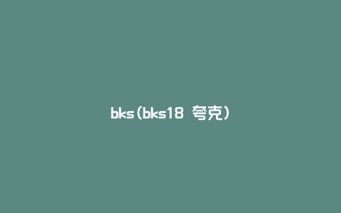 bks(bks18 夸克)