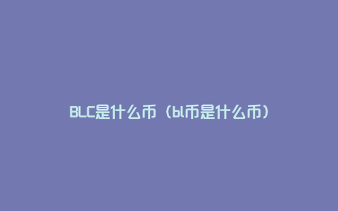 BLC是什么币（bl币是什么币）