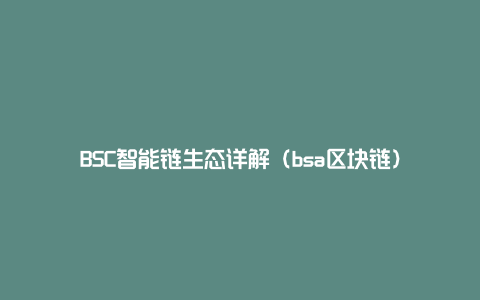 BSC智能链生态详解（bsa区块链）